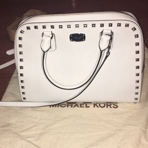 Michael Kors Optic white Saffiano stud leather bag